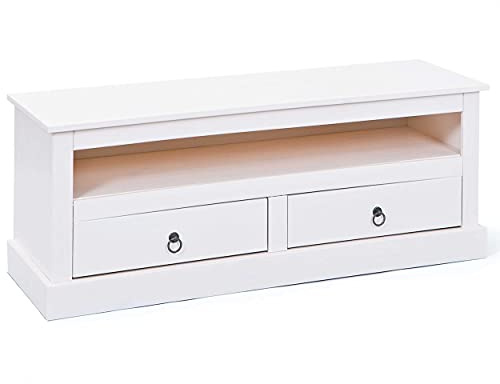 Inter Link - Meuble TV - Console TV - Commode TV - Pin massif - blanc laqué - Provence 3