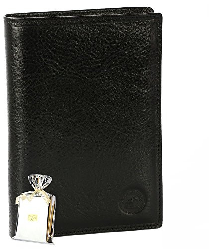 Elephant - Grand Classique Portefeuille en Cuir Noir N1328 - Grand Portefeuille Homme Pack Cadeau Noël. Une fête. Un Anniversaire - Noir