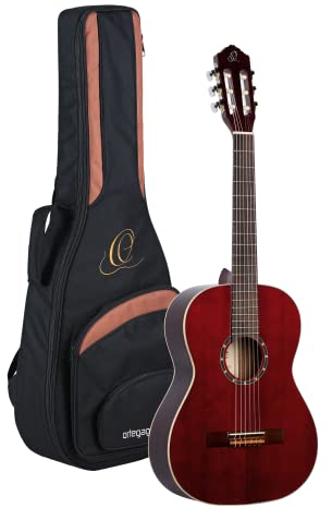 Ortega Guitars 7/8 Konzert Gitarre – Family Series – Inklusive Gig Bag – Fichte, Mahagoni, Rot (R121-7/8WR)