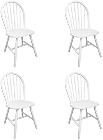 vidaXL 4X Massello di Hevea Sedie da Pranzo Arrotondate Bianco Cucina Seggiole