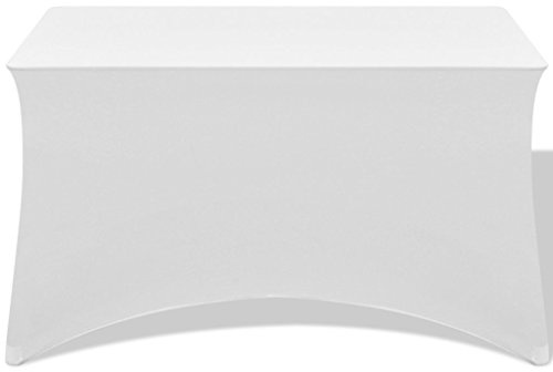 Festnight 2 STK. Stretch-Tischhusse Tischüberzug Tisch Schonbezüge Stretchhusse Wiederverwendbar Tisch-Hussen 120x60,5x74cm Weiß