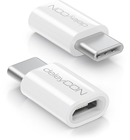 deleyCON USB-C Adapter Micro-USB Buchse auf USB C Stecker, 2 Stück - Weiß