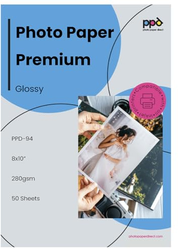 PPD 50 Sheets 8x10 Photo Paper Glossy Inkjet