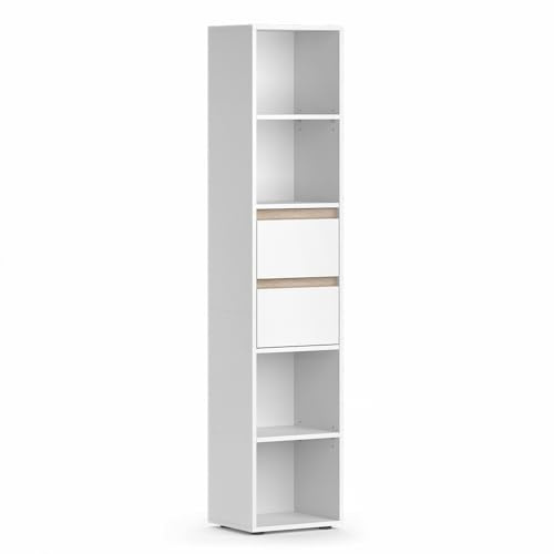 Vicco Bücherregal Robert, Weiß, 36.2 x 171 cm | zur Aufbewahrung von Büchern und Dekoration im Wohnbereich