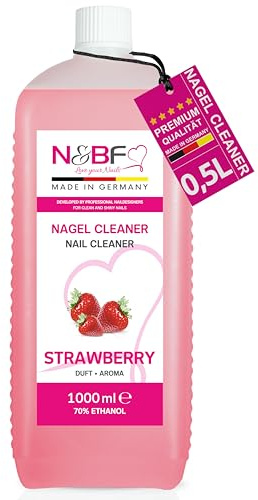 NAILS FACTORY Nagel Cleaner Erdbeer Duft 1000ml - Nail Cleaner für UV Nagellack & UV Gel Nägel - 70% Ethanol Alkohol - Entfernt Schwitzschicht & reinigt - Entfetten Nägel - Studioqualität