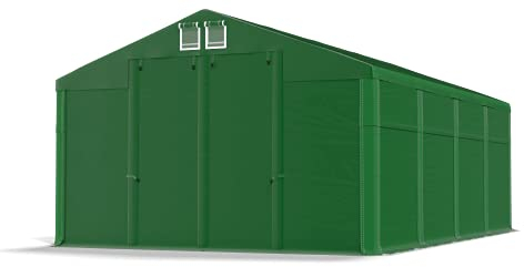 Das Company Tente d'entrepôt Vert foncé 5x8x2.5m l'epreuve de l'eau 560 g/m2 La toille PVC Construction Winter Plus Renforcement du Sol renforcée par Entree et Un Toit Tout Temps avec câbles Acier