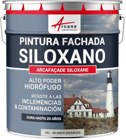 Pittura silossanica per esterni e facciate, ad alto potere idrorepellente - ARCAFAÇADE SILOXANE - 10 L (+ o - 60 m² in 1 strato) Bianco grigiastro - RAL 9002 - ARCANE INDUSTRIES