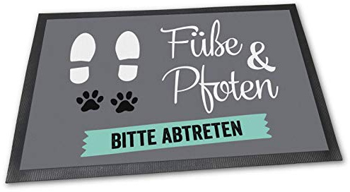 Fußmatte mit lustigem Spruch - Füße und Pfoten - Witziger Fußabtreter - Geschenk für Tierfreunde - 60 x 40 cm
