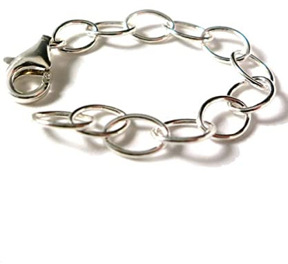 Kettenverlängerung Silber 925, Länge 6,5cm mit Karabinerverschluss, individuell einstellbare Verlängerungskette für Kette, Armband und Fusskette, Damen, Herren & Kinder