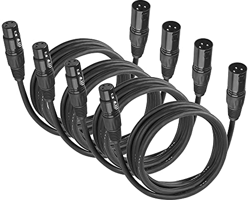 jindaaudio (Set di 4) Cavo DMX 3 m Cavo XLR Luci di Scena Cavo Filo 3 Pin XLR Maschio a Femmina Per Microfoni e Luci di Scena