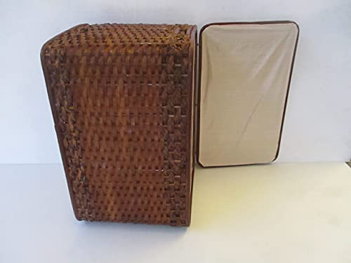 CESTO PORTA BIANCHERIA BAULE VIMINI IN RATTAN FODERA TEXTILENE CM 67X41X45 H PORTABIANCHERIA NOCE