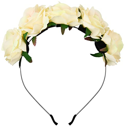 chapelet serre-tête avec roses blanches | serre-tête couronne de fleurs | bijoux de cheveux de demoiselle d'honneur | rose de mariée | couronne de cheveux de mariage pour dames