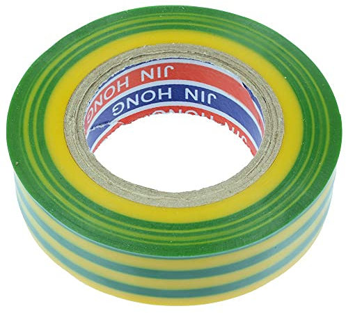 Switch Electronics 19mm x 20m Yellow Green Stripe PVC Insulation Tape Electrical Insulating Wire Repairs Harness Indoor Outdoor BSEN 60454-2 Conforms