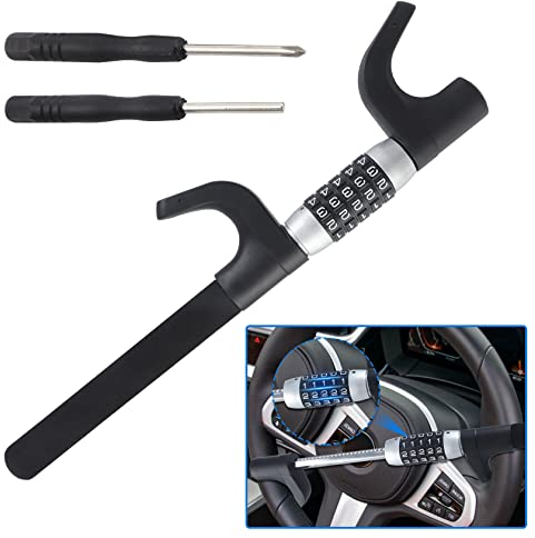 CarBole Lenkradschloss Zahlenschloss PKW LKW KFZ Auto Diebstahlschutz, Lenkradkralle Wohnmobil Lenkradsperre, Diebstahlsicherung für Auto,Schwarz Blau (Schwarz)