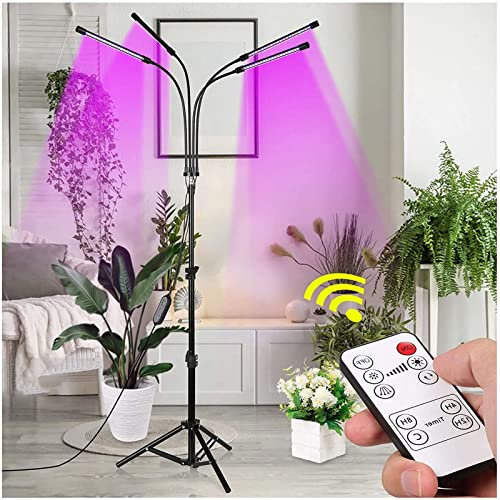 VVLXRIC LED Horticole Lampe, 4 TêTes Rouge Bleu Jaune Spectre Complet, avec TéLéCommande Mini Plantules pour Succulentes Bonsaï Lumiere Horticole