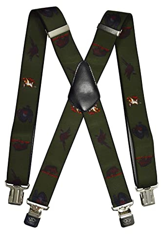 Olata Tirantes De Caza Ajustables con Forma En X. Tirantes Resistentes de Trabajo para Hombre Con Clips En Relieve - 4 cm. Juego de Animales