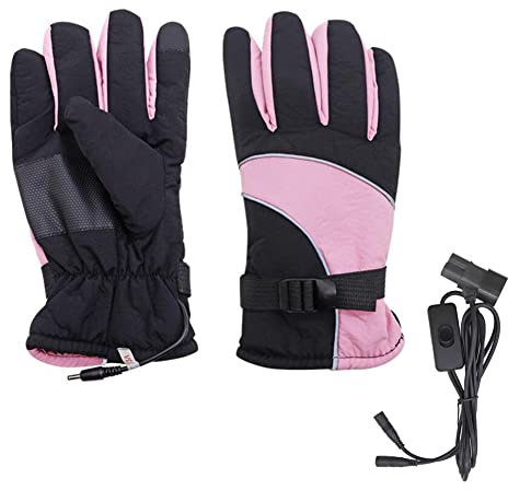 Beheizte Fahrradhandschuhe,Asudaro 12V 48V Motorrad Elektrische Beheizte Handschuhe wasserdichte und Winddichte Heizhandschuhe Arthritis-Handwärmer Männer Frauen für Skifahren,Jagen,Angeln rosa 48V