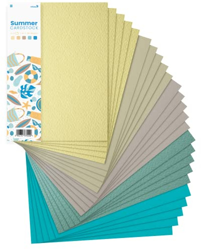 Netuno 25x Kreativkarton Sommer DIN A4 21 x 29,7 cm 5- farbig sortiert Fotokarton Mix buntes Blätter-Set Kartenset Tonzeichen-Karton Bastelkarton farbig Blankokarten DIY Kartenset Papier-Mix-Set