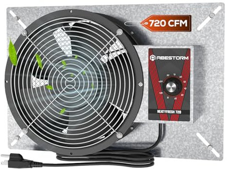 Abestorm 720CFM High Air Flow Crawlspace Ventilation Fan, IP55 Rated 10 Vent Fan with Humidistat Freeze Protection Thermostat for Crawl Space, Basement, Garage, Attic with Isolation Mesh