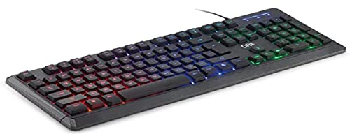 DR1TECH Puma+ Teclado Gaming para PC Retroiluminado Y Ergonómico - 104 Teclas con 6-Key Rollover - Teclado USB con Cable - Rainbow Gaming Keyboard (QWERTY Internacional)