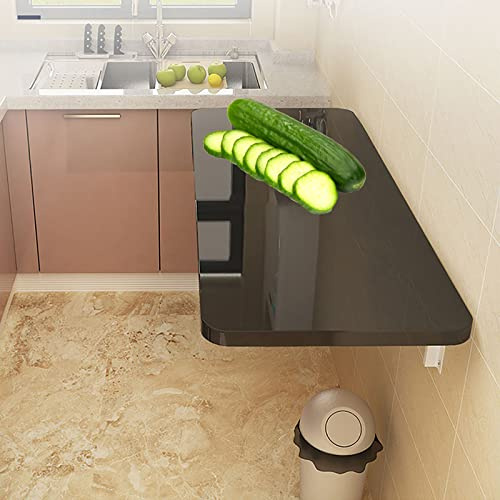 OCAZI Klapptisch zur Wandmontage Esszimmertische, Klapptisch Wand, Wandklapptisch Küche Esstisch, Platzsparend Wandtisch Computertisch, Kinder Schreibtisch für Arbeitszimmer 50x30cm/20x12in Black