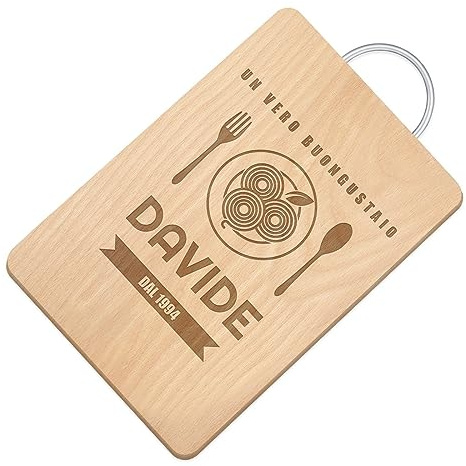Maverton Tagliere rettangolare di legno con incisione personalizzata | Battilardo in legno, Set per cucina professionale per uomo, Taglieri cucina 32 x 25 cm, Piatto