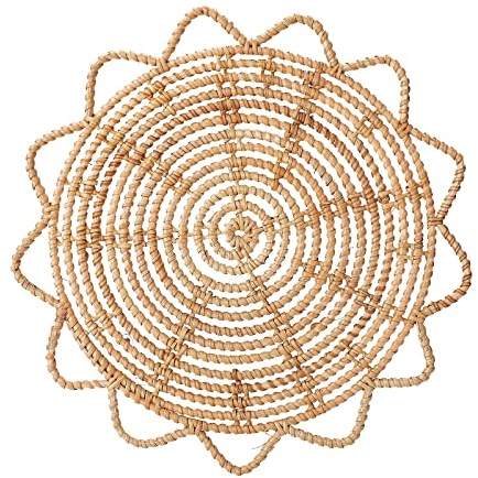 Topiky Rattan Wanddekoration, Hängende Gewebte Wandkorb Dekoration, Dekorative Böhmische Flachkorb Wandkunst, Runde Gewebte Tischsets für Kleines Esstisch Set, Handgewebte Rattan (c)