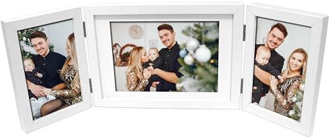 Triple Photo Picture Frame 6 x 4 and 7 x 5 White, Holds 3 Photographs, Picture Frame, 10 x 15 cm, 6x4 Picture Frames, White 6x4 Photo Frames, 4x6 Photo Collage Gallery Display