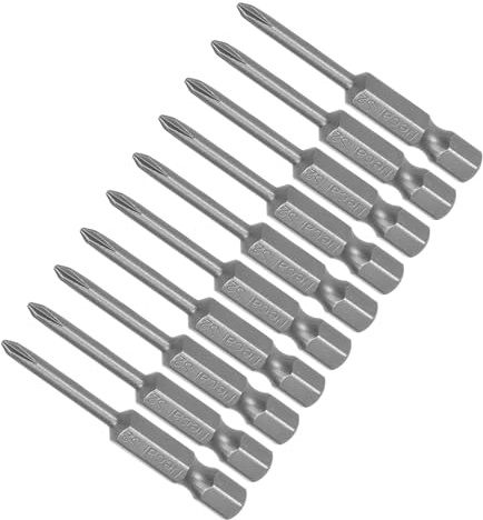 CoCud 10-Pezzi Croce Croce Avvitatore PH0 50mm Lungo 1/4 Esagonale Gambo | Punte, S2, magnetici, Croce Trapano Punta Potenza Impatto Guida