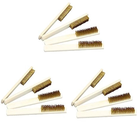 FRCOLOR 12 Pièces Brosses Métalliques Pour Nettoyer Rouille Brosse De Nettoyage à Poils Doux Brosse En Inoxydable Outils Douce Positionner En Bois Faire