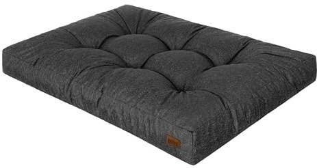 DOGGY Hundebett, Rechteckig Hundematratze, Hundecouch, mittel Hunde, Kissen, Korb, Haustier, Hundebox, Schlafplatz, Hundemöbel, [L] - 90 x 70 cm, Schwarz