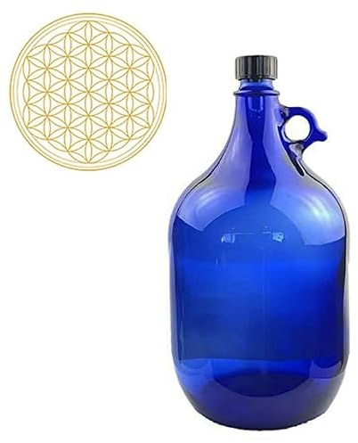 Alberts Premium Selection Glasballon blau 5 Liter mit Verschluss Blume des Leben (VPE 3)