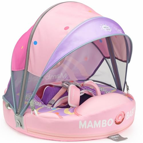 3 Swim Method Add Bed More Comfortable Mambobaby Float with Tail and Canopy Non-Inflatable Baby Swim Float Mambo Float Smart Swim Trainer Infant Swim Pool Float Swim Ring for 3-24months Girls Boys