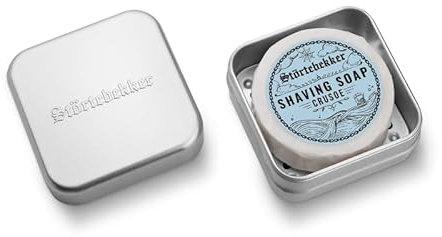 Störtebekker jabón de afeitar y juego de jabón - Juego de jabón de aluminio con jabón de afeitar en diferentes variantes - Jabón de afeitar vegano hecho a mano en fábrica de jabón (Crusoe)