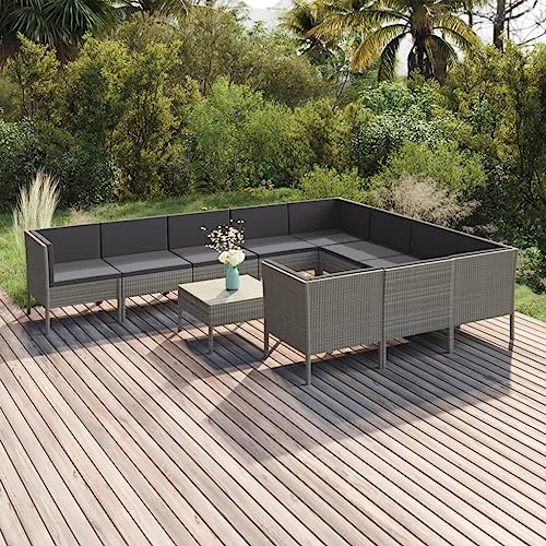 DYRJDJWIDHW europaletten,gartenmöbel Set,palettenkissen,11-TLG. Garten-Lounge-Set mit Auflagen Poly Rattan GrauGeeignet für Garten, Swimmingpool, Wohnzimmer, Terrasse