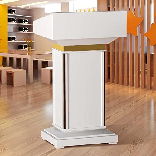 IUokLU Rednerpult-Podiumständer, verdickter Rednerpultständer aus Holz, für Kirchen, Empfangstresen mit geräumiger Schublade für Büro, Hotels, Schulen, Seminare, Hochzeiten und Klassenzimmer (weiß)