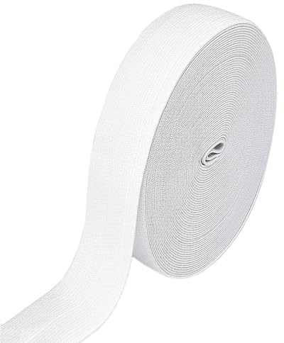 Qikaara 10 metros de goma blanca para coser, 25 mm de ancho, cinta elástica para coser, goma elástica, para coser, cinta de goma elástica blanca para costura, manualidades y ropa