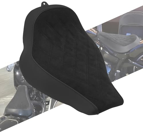 HCmotorku Siège de Moto pour Pilote Solo, Coussin de Siège pour Harley Softail 114 107 Breakout Fatboy 2018-2024 FXBR FLFBS, avec Coutures Noires