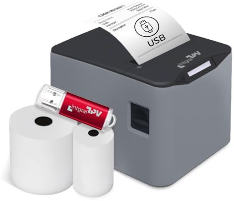INTGRALTPV-8370 Impresora Térmica de Recibos/Tickets 80mm – Puerto/Conexión: USB, RJ11 – Corte Automático – Windows, Linux, Mac – Rollo Extra y pendrive con Drivers – TPV POS (Gris)