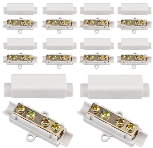 10 Stück Drahtverbinder Messing Leiter Doppelschrauben, 1000 V 100 A Klemmenblock-Kit für Amperemeter-Verkabelung, 2.5 bis 16 mm², DrahtLeiterstoßdrahtklemme ABS-Gehäuse, Drahtklemmenblock