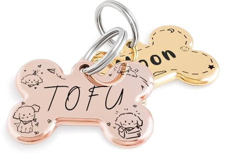 Blumenkronen-Muster Andenken Geschenk, Kunstdesign für Hundemarke - Edelstahl Tiefengravur Katzenmarke - Individuell Hundemarken Halsbandschmuck für Hunde (Knochen)