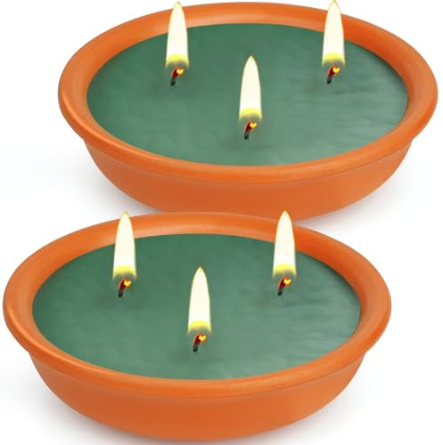 Bougie d'extérieur à la citronnelle, 2 pièces Bougies d'extérieur à l'huile de citronnelle et à la cire de soja naturelle, Coffret de bougies parfumées - Parfait pour le jardin,terrasse,camping