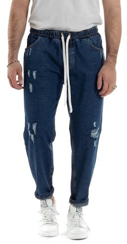 Giosal Herrjeans enfärgad bruten elastisk dragsko, Denim Scuro4, XL