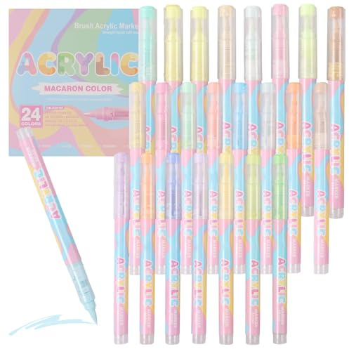 harupink Lot de 24 feutres acryliques imperméables de 1 à 6 mm - Séchage rapide - Pour peinture sur rock, verre, papier, bois, œuf, toile, céramique, tissu, utilisez votre imagination (couleur chair)