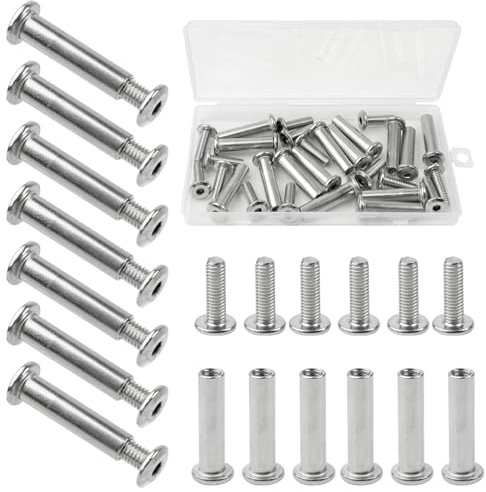 30 connettori per mobili, viti a manicotto M4 x 32 – 42 mm, viti di collegamento per mobili, armadi, tavole di legno