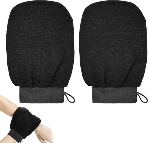 2 pezzi guanti esfolianti, bagno guanto scrub corpo, nero guanto scrub corpo, unisex guanto scrub corpo.