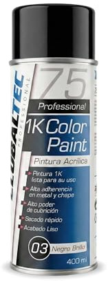 GLOBALTEC PROFESSIONAL Spray Pintura Acrílica Negro Brillo 400 ml – Secado Rápido, Alta Cobertura y Acabado Brillante Duradero – Esmalte Multisuperficie para Metal, Madera y Plástico