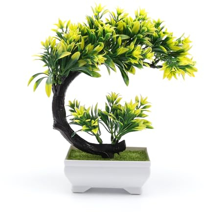 DEANKEJI Pianta Finta da Interno, Elegante Bonsai Finto, Decorativo Piante Artificiali, Albero Artificiale in Miniatura, per Soggiorno, Ufficio, Camera da Letto e Balcone