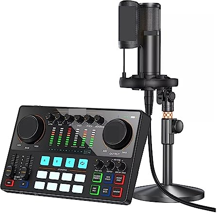 Podcast Kit Complet, Carte son de studio d'équipement de podcast d'interface audio avec le microphone de condensateur de XLR for l'enregistrement coulant le DJ