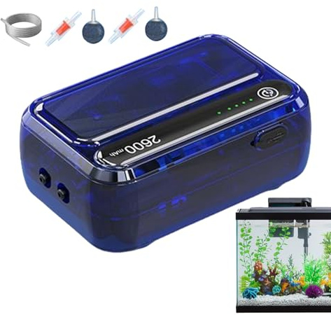 Pompe à air d'aquarium, aérateur d'oxygène rechargeable par USB, portable et réglable pour aquarium, étang et hydroponique
